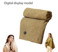 Portable Heated Blanket Shawl Wrap, Rapid Warm Wearable Electric Shawls, USB Electric Heating Blanket, Machine Washable, Beige Shawl-Wrap for Women Men, Home Outdoor Office Use (Green Digital)
