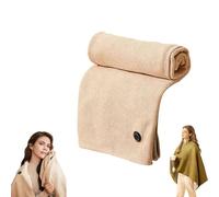 Portable Heated Blanket Shawl Wrap, Rapid Warm Wearable Electric Shawls, USB Electric Heating Blanket, Machine Washable, Beige Shawl-Wrap for Women Men, Home Outdoor Office Use (Apricot Regular)