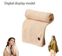 Portable Heated Blanket Shawl Wrap, Rapid Warm Wearable Electric Shawls, USB Electric Heating Blanket, Machine Washable, Beige Shawl-Wrap for Women Men, Home Outdoor Office Use (Apricot Digital)