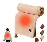 Portable Heated Shawl 150 * 80cm, USB Heated Blanket, Zipper Electric Shawl, 3 Heating Levels, 15s Fast Heating, for Home Office Men Women (Beige)