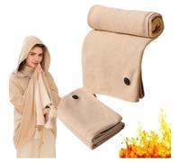 Portable Heated Shawl Cordless, Made of Soft Fabric with 15 Second Fast Heating and 3-Speed Temperature Adjustment Suitable for Cold Weather(Beige)