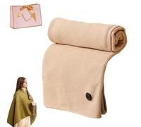 Portable Heated Shawl, Portable Heated Shawl Cordless, 15s Fast Heating Wearable Heated Blanket Wrap Shawl for Women, Soft Zipper Electric Heated Blanket Shawls with 3 Heating Levels (Beige)