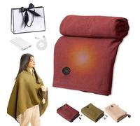Portable Heated Shawl, Portable Heated Shawl Cordless, Heateds Shawls Wraps For Women, 15s Fast Heating Wearable, 3 Heating Levels, Soft Zipper Electric Heateds Blanket for Office (A, with Power Bank)