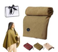 Portable Heated Shawl, Portable Heated Shawl Cordless, Heateds Shawls Wraps for Women, 15s Fast Heating Wearable, 3 Heating Levels, Soft Zipper Electric Heateds Blanket for Office (C, Standard)