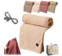 Portable Heated Shawl, Wearable USB Heated Blanket, Heateds Shawl for Women, Wearable Electric Blanket, 3 Heat Levels, 8 Heating Zonefor Office Home Travel Camping (Beige,with USB)