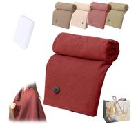 Portable Heated Shawl, Wearable USB Heated Blanket, Heateds Shawl for Women, Wearable Electric Blanket, 3 Heat Levels, 8 Heating Zonefor Office Home Travel Camping (Red,Power Bank)