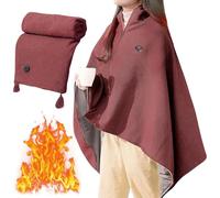 Portable Heated Shawl Wraps for Women, 3 Heating Levels, Heats Up in 15 Seconds, Features A Zip Design for Easy On and Off Suitable for Outdoor and Home Use(Red)