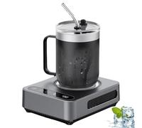 Portable Heating & Cooling Coaster, Quick Freezing Cup with 10s Cooling & 18-Hour Timer, Electric Instant Drink Cooler & Warmer for Beer, Juice, Milk, Wine