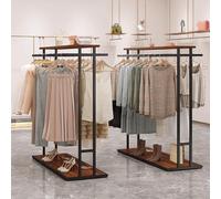 Portable Heavy-Du Clothing Rack, Freestanding with 4 Hanging Rods & 2 Shelves, Adjustable Design, Black, 140x50x150cm - Ideal for Home & Retail Use
