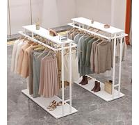 Portable Heavy-Du Clothing Rack, Freestanding with 4 Hanging Rods & 2 Shelves, Adjustable Design, White, 140x50x150cm - Ideal for Home & Retail Use