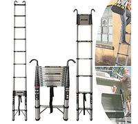 Portable Heavy Duty Multi-Purpose Folding Ladder, 5M/16.4FT Stainless Steel Telescoping Ladder with Non-Slip Feet and Stable Hook, Telescopic Extension Tall Multi Purpose Loft Ladder, 330LB Capacity