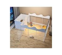 Portable Heavy-Duty Puppy Playpen With Door - Lightweight Indoor/Outdoor Dog Exercise Pen, Durable Plastic Pet Enclosure For Small To Large Dogs,One Color-White extended with lace