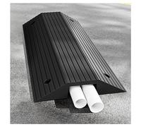 Portable Heavy Duty Rubber Speed Bumps,Slotted Cable Protector Ramp Line,High Reflective Yellow Strip,for Asphalt Gravel