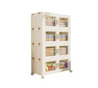 Portable HeavyDuty Plastic Storage Closet with Doors Foldable Rolling Clothes Rack Easy Assembly for Dorm Rooms & Apartments Thickened Panel (60x37x142cm)