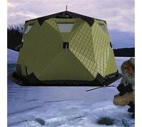 Portable Hexagon Ice Fishing Shelter with Stove Jack, Insulated Floor, 420D Fabric Pop Up Tent for Cold Weather Angling