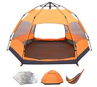 Portable Hexagon Pop Up Tent 3-5 Person, Family Instant Camping Tent Anti UV Lightweight Waterproof For Beach BBQ Park Fishing Mountain House Sun Shade Shelter Canopy