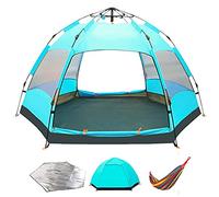 Portable Hexagon Pop Up Tent 3-5 Person, Family Instant Camping Tent Anti UV Lightweight Waterproof For Beach BBQ Park Fishing Mountain House Sun Shade Shelter Canopy