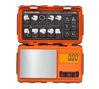 Portable High Precision 0.01g Jewelry Scale - Rubber-Coated Portable Pocket Scale for Gold/Gems, Multiple Capacity(Orange200g/0.01g)