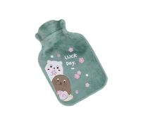 Portable Hot Water Bottles 300ML Mini Winter Warming Products Injection Cartoon Bottle for Keeping Neck and Shoulders Warm(Green-Mole)