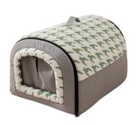 Portable House for Large Medium Small Dogs with Double-sided Mat, Puppy Doghouse Cat Shelter, Self-Warming 2-in-1 Foldable Pet Bed Non-Slip Cat Cave Pet Tent (60 * 45 * 40cm,Green)