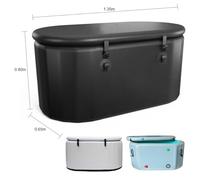 Portable Ice Bath Sport Ice Bathtub Outdoor Inflatable Ice Bath Cold Plunge Spa Tubs Foldable Swimming Pool for Athletes Recovery Therapy Home Gym PVC Black White Grey (1.35 x 0.80 x 0.65m)