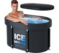 Portable Ice Bath Tub for Athletes, Large Foldable Cold Plunge Tub for Cold Therapy Recovery, Sturdy Ice Bathtub for Home Outdoor Gym, Black 105 x 65 x 66 cm