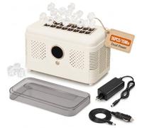 Portable Ice Cube Maker Dual Power, 12V DC Mini Ice Maker, Makes 12 Cubes in 15 Minutes, Perfect for Home Kitchen, Camping, Road Trips, 16 Cubes Total