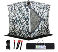 Portable Ice Fishing Shelter with Ilated Walls, Waterproof and Windproof Winter Tent, Easy to Set Up Thermal Fishing Hut for 1-2 People, Convenient Carrying Design