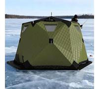 Portable Ice Fishing Shelter with Insulated Layer and Stove Jack, Hexagon Design for 5-6 People, Ideal for Winter Camping and Ice Fishing