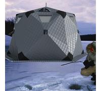 Portable Ice Fishing Shelter with Stove Jack and Insulated Floor Hexagon Ice Hut for Winter Camping 420D Waterproof Tent for Outdoor Fishing Learned extensively