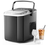 Portable Ice Maker Countertop, Dual-Size(Large/Small) Ice Machine with Self Cleaning, 1.5 Water Tank with Ice Scoop & Basket,9 Cubes in 6 Mins, 12Kg/24h, for Home/Kitchen/Office/Bar, Black