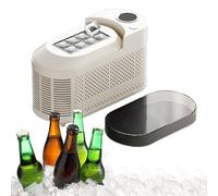 Portable Ice Maker Machine - 8 Ice Cubes in 10 Minutes, Dual Power (AC/DC) - Compact Mini Ice Maker for Home, Office, Camping, RV, Car - Beige Color