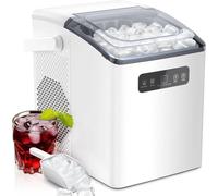 Portable Ice Maker - Self-Cleaning Countertop Nugget Ice Maker with 12kg Daily Production, Two Bullet Ice Sizes for Home, Kitchen, Party, and Bar Use