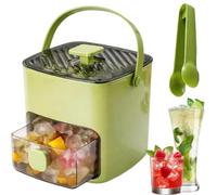 Portable Ice Maker with Lid and Storage Box, 48-Cube Easy Press Release Small Ice Cube Tray for Freezer, BPA Free Mini Ice Cube Maker for Ice Coffee and Cocktails (Green)