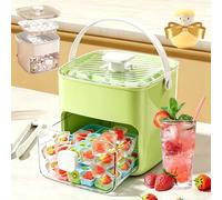Portable Ice Maker with Lid and Storage Box 48 Cubes, 48 Cube Double Deck Portable Ice Maker with Easy Press Lid, Handled Press-Type Ice Cube Tray Double-Layer for Home, Picnic (Green White)