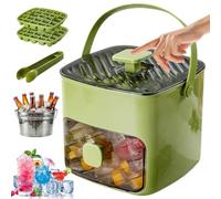 Portable Ice Maker with Lid and Storage Box (48 Cubes), Portable Ice Maker, Fast Ice Making, Compact Size, Easily Releases Ice Cubes at The Touch of a Button, Make Every Drink Cooler(Green)