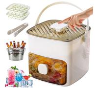 Portable Ice Maker with Lid and Storage Box (48 Cubes), Portable Ice Maker, Fast Ice Making, Compact Size, Easily Releases Ice Cubes at The Touch of a Button, Make Every Drink Cooler(White)