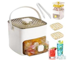 Portable Ice Maker with Lid and Storage Box 48 Ice Cubes, 2026 New Ice Cube Machine, Ices Cube Container with Hidden Handle, Removal at the Touch of a Button, Always at Hand(B)