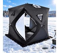 Portable Ice Shelter Tent, Insulated Ice Fishing Shelter | Three-Layer Construction, Removable PVC Windows and Double-Zip Door for Warmth, Visibility and Ventilation Down to -40°F