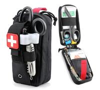 Portable IFAK Trauma Kit Tactical First Aid Pouch, MOLLE Emergency EMT Medical Pouches, Tourniquet Holder Everyday Carry Survival Bag Include Cross Patch (Black)