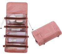 Portable in Bag Cosmetic Bag Four Wash Portable Folding Bag Travel Storage Cosmetic Large Large Hard Case Black One Size(Pink)