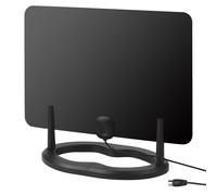 August DTA455 Indoor TV Aerial - Large Flat Digital HD 1080p+ TFreeview V Antenna Outdoor with 5dBi Gain 50 Kilometre Range - Freestanding or Wall Mount with 3 Metre Cable - Black