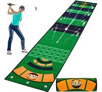 Portable Indoor/Outdoor Golf Game Mat, Golf Putting Green Mat 118.8x19.5in Rubber Base Alignment Guides Indoor Outdoor Practice Portable Easy Clean