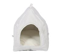 Portable Indoor Pet House Cat Cave Cozy Spacious Cat Hideaway Bed Soft Comfortable All Seasons for Small Large Cats Dogs PP Material 23.62x20.87x17.72in (Beige)