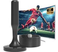 Portable Indoor TV Aerial, Digital Indoor Aerial for Smart TV with Magnetic Base, Freeview Smart HDTV Ariel Internal UK, Long Range, Inside HDTV Antenna for USB Television 4K 1080P/ VHF/UHF/DAB Radio