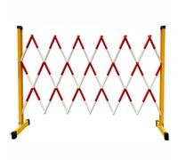 Portable Industrial Safety Barrier - Expandable & Foldable Metal Telescopic Barrier with Wheels for Construction Sites - Red 1.2m x 8m