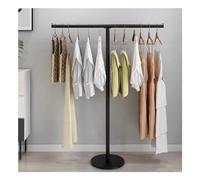 Portable Industrial TShaped Clothing Rack Metal Garment Display Stand Simple Laundry Hanger for Boutique Retail Stores BedroomsBlack SpaceSaving Design