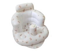 Portable Inflatable Baby Seat,Blow up Toddler Chair with Built-in Air Pump,Toddler Baby Learn to Sit up Chair Sofa for Back Head Support Sitting Infant Seat for Travel Home Outdoor (Cookie Bear, L)