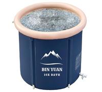 Portable, Inflatable Bathtub, Foldable Bathtub, 75 x 75 cm, for Adults, Round Tub for Spa Time, Alkaline Bath, Salt Bath, Ice Bath, (Mist Blue)