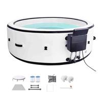Portable Inflatable Bubble Massage Hot Tub with 6-Color LED Lights 72x28in